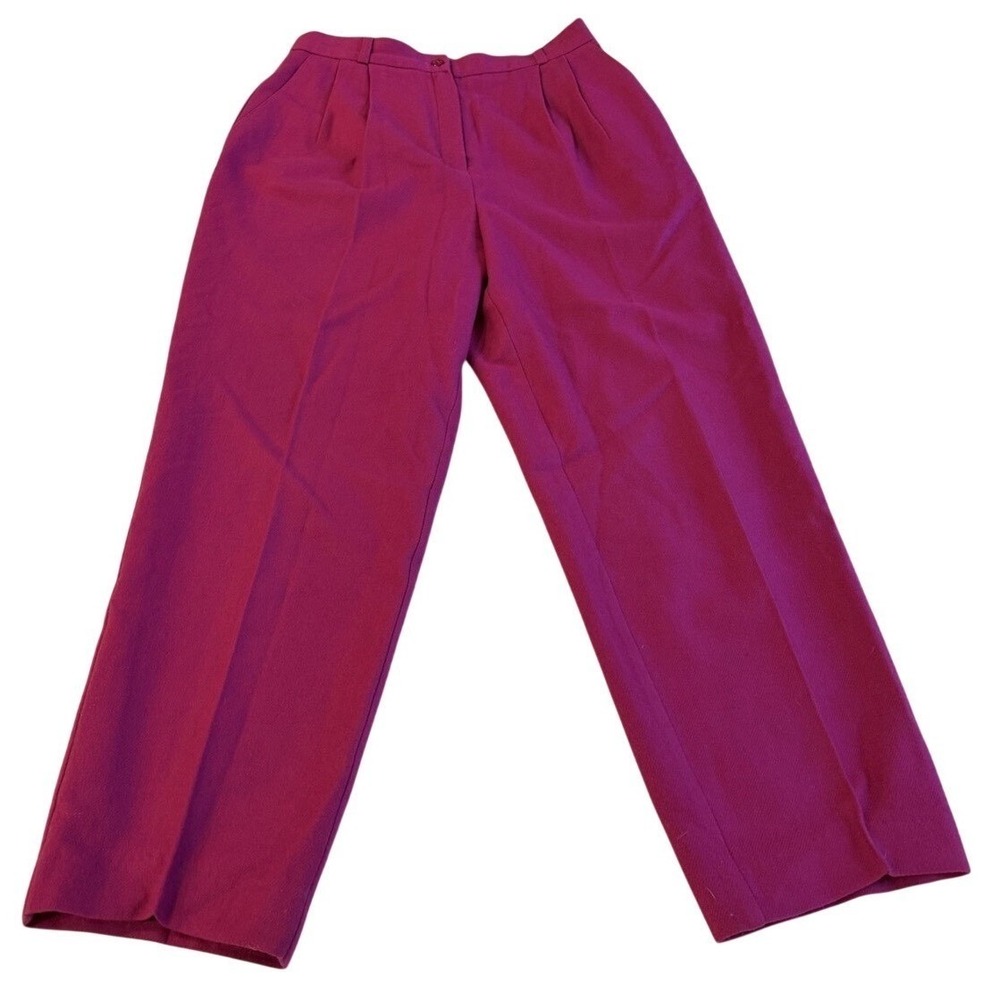 Urban Wool Merino Collection VTG Pleated Trouser Women 12 Magenta Bold Retro 90s